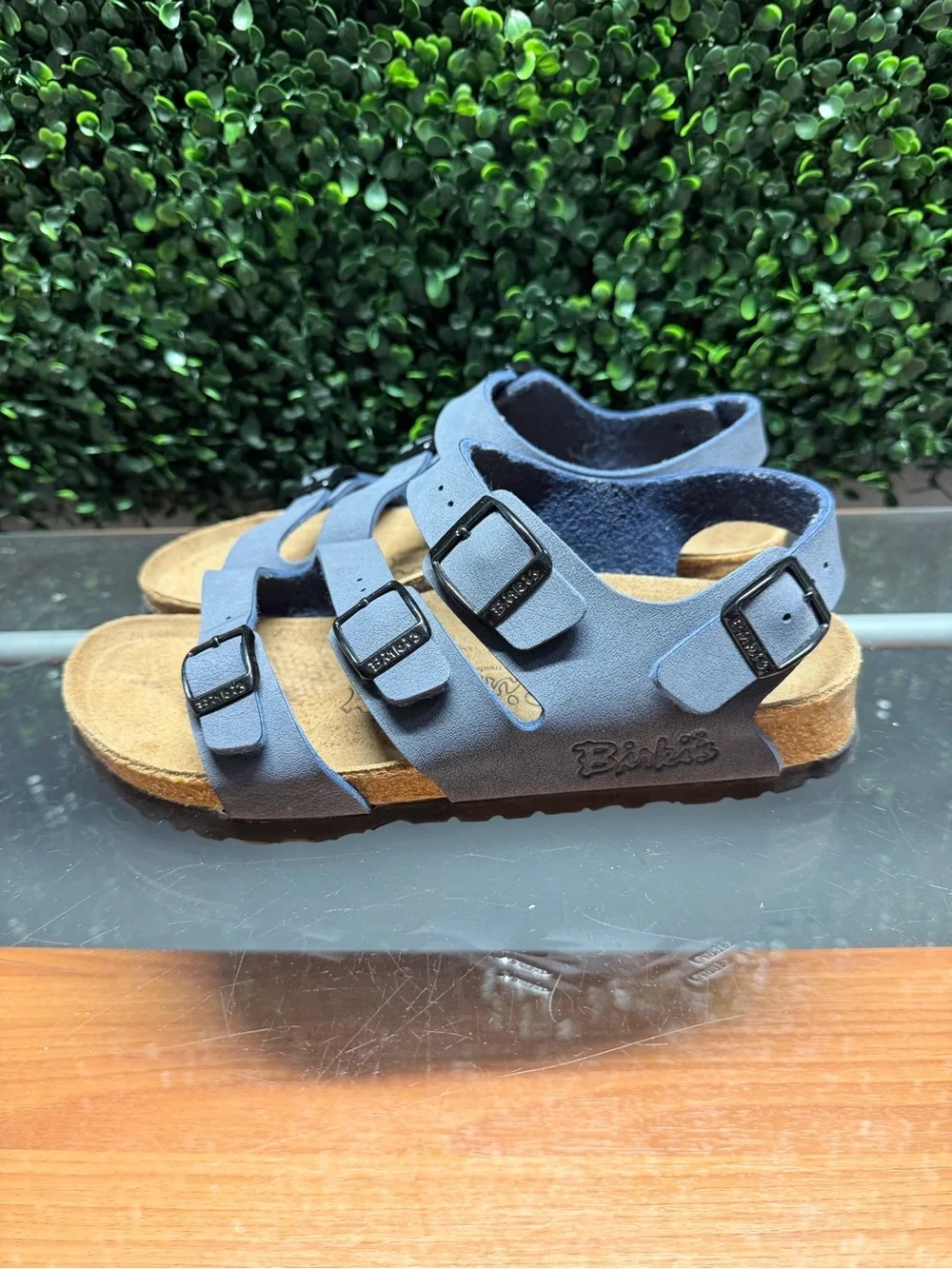 Birkenstock Navy Three-Buckle Suede Sandals - Picture 4 of 10
